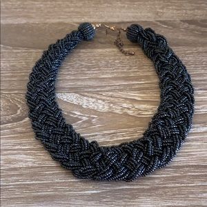 Black braided statement necklace